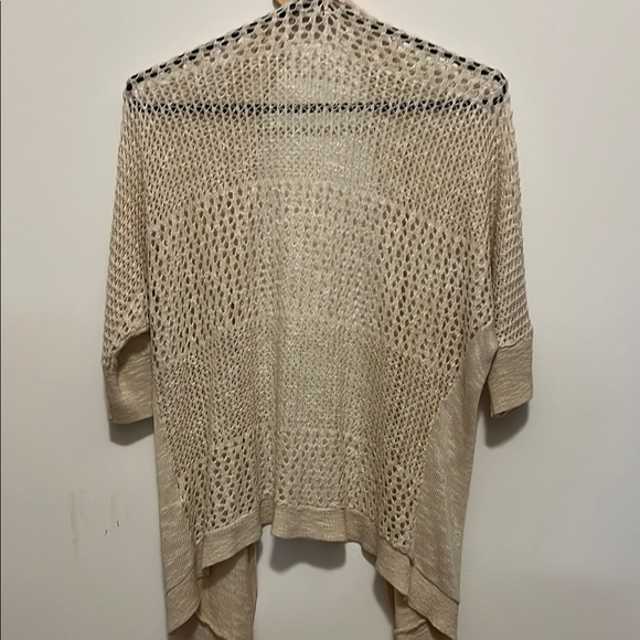 Cream Open-Knit Cardigan Short Sleeve - Picture 4 of 5